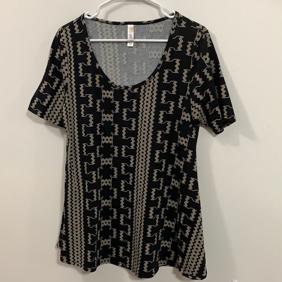 LulaRoe Carly Black and Tan geometric Size S cute! - Picture 1 of 4
